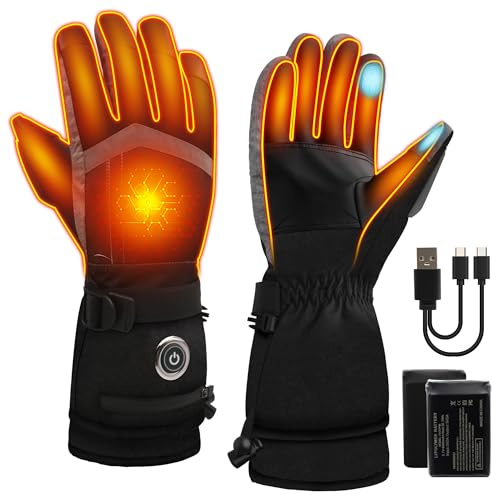 SVPRO Beheizte Handschuhe, 5V 6000mAh Wiederaufladbare Beheizte Skihandschuhe für Herren & Damen, Wasserdicht & Winddicht Elektrischer Heizhandschuh für Skifahren, Jagd, Motorradfahren, Wandern