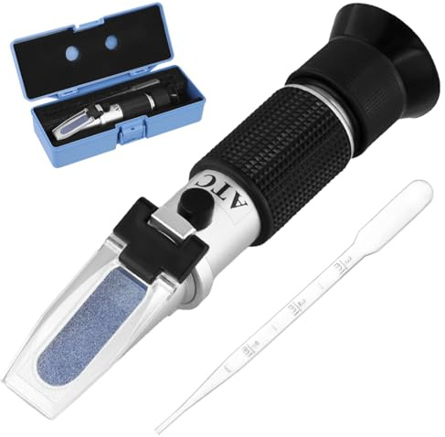 QWORK® 4-in-1 Frostschutz Refraktometer mit automatischer Temperaturkompensation für Frostschutzmittel + Batterieflüssigkeit + AdBlue (DEF) + Scheibenwaschflüssigkeit