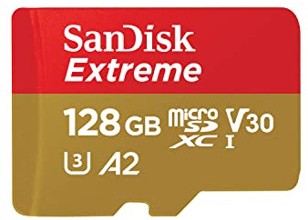 SANDISK 128GB Extreme microSDXC Karte+ Adapter, bis zu 190MB/s Lesen | UHS-I, V30, 5K, 4K UHD, U3, C10, A2,bis zu 90MB/s Schreiben, Ideal für Actionkameras, Drohnen, Smartphones