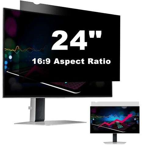 Warimii Datenschutzfilter für 24 Zoll Computerbildschirm 16:9 | Anti-Spy-Schutzfolie, Größe – B×H: (532 mm × 299 mm) (Nicht für 24 16:10)