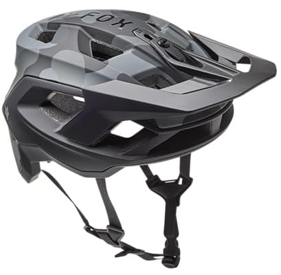 Fox Racing Speedframe Camo Helmet, CE – MTB Fahrradhelm – MIPS Schutz – Optimierte Belüftung – Verstellbare Passform – Abnehmbares Visier – Black Camo, Größe: L