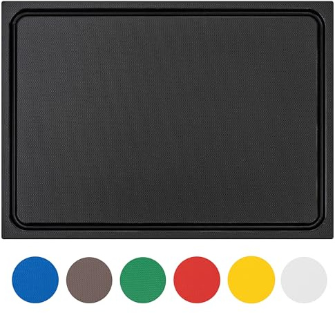 Muvell stabiles Schneidebrett Kunststoff | Schwarz, 60x40x2 cm | Spülmaschinenfest, EXTRA dick, messerschonend | Farben & Größen auswählbar | BBQ & Bar Küchenbrett | Schneidbrett mit Saftrill
