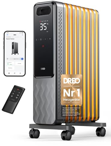 Dreo Ölradiator Energiesparend 2000W, Mobile Elektroheizung 9 Rippen mit Fernbedienung, 3 Heizstufen, 4 Modus, 24h Timer, Überhitzungs-Kippschutz, Radiatoren Elektrisch Heizung mit Thermostat, OH310