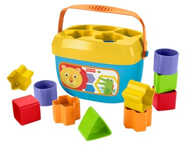 Fisher-Price Babys Erste Bausteine | Babyspielzeug ab 6 Monate, 9 Monate | Steckspiel ab 1 Jahr | Motorikspielzeug ab 6 Monate | Baby-Sortierspiel mit Sortierbox | Lern- & Formensortierspiel, FFC84