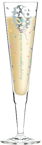 RITZENHOFF Champus Jahrgangs-Champagnerglas 2018 von Kathrin Stockebrand, aus Kristallglas, 200 ml, mit edlen Platinanteilen, inkl. Stoffserviette