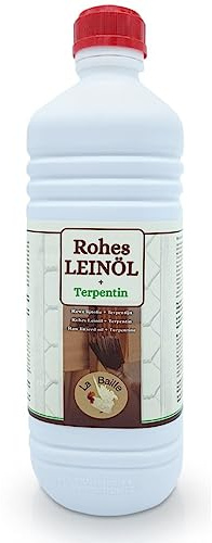 Leinölfarbe & Terpentin - 50/50 Mischung aus rohem Leinöl und Terpentin für die Behandlung von Holz und anderen Materialien im Innen- und Außenbereich (1-Liter-Flasche)