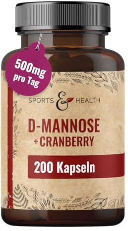D Mannose Cranberry Kapseln hochdosiert - 200 Kapseln Cranberry D-Mannose-Kapseln - 500mg pro Tagesdosierung - D Mannose Pulver hochdosiert in Kapselform, Manose