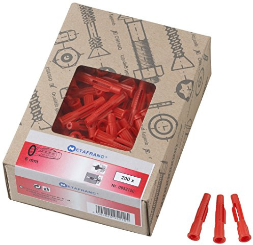 Metafranc Universaldübel - Ø 6 mm - 200 Stück im praktischen Set - Made in Germany - Für Befestigungen in Voll- & Hohlbaustoffen / Allzweckdübel / Spreizdübel / Dreiflügel / 952100