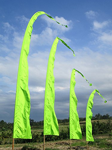 Balifahne in Maigrün | Original Umbul-Umbul aus Indonesien | Bali Flagge 5 m OHNE STANGE für Garten & Außenbereich | Asiatische Dekoration für Terrasse, Events & Gartengestaltung