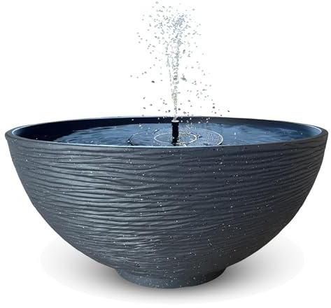Outdoor Solar-Brunnen-Set - Große 45 cm Schale anthrazit als Garten-Brunnen