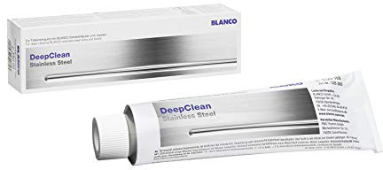 BLANCO DeepClean Stainless Steel | Reinigungsmittel und Pflegemittel für Edelstahlspülen | Profireiniger für saubere Küchen | 150ml Tube | Abperleffekt | entfernt Kratzer von Edelstahl