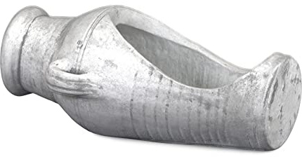 gartendekoparadies.de Amphore als Pflanzschale Pflanzgefäß aus Steinguss, H. 23 cm, 5 Liter, 12 kg, Grau, frostsicher für Außenbereich