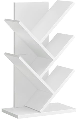 VASAGLE Custos Kollektion - Bücherregal Baumform, Standregal, Eckregal platzsparend, Aufbewahrungsregal, Schlafzimmer, Wohnzimmer, Homeoffice, 17,2 x 30 x 51 cm, wolkenweiß LBC183T14