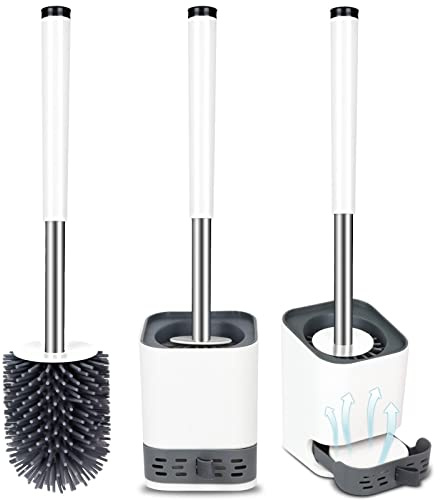 Glowbal Klobürste, Toilettenbürste Silikon mit Behälter schnell trocknendem, WC bürste für Badezimmer Gäste-WC, Wandmontage & Stehen