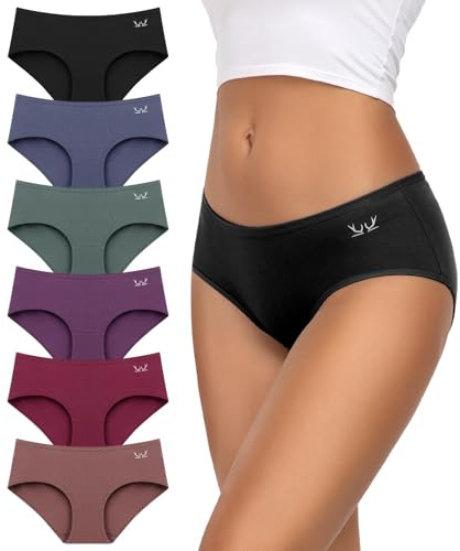 TANSTC Slip Damen Baumwolle, Hipster Slips Unterhosen Niedrige Taille Stretch Atmungsaktive Sportunterwäsche für Damen Unterwäsche - 6er-Pack L
