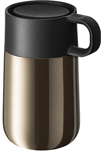 WMF Impulse Travel Mug, Thermobecher Edelstahl 0,3l, Automatikverschluss, 360°-Trinköffnung, Kaffeebecher to go hält Getränke 6h warm/ 12h kalt, braun