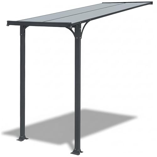 Haustürvordach Aluminium pulverbeschichtet transparentes Dach | Vordach Polycarbonat Überdachung Wasserführung 238 x 150 x 148/150 x 250/261 cm (H x B x T x H-hinten) anthrazit
