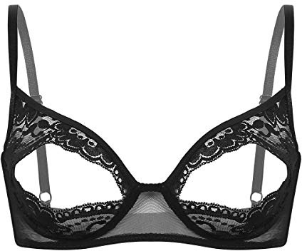 TiaoBug Damen Dessous Erotik BH Bra Frauen Reizvolle Oberteil Reizwäsche | Transparente Spitze Unterwäsche Offene Brust Verführerische Lingerie
