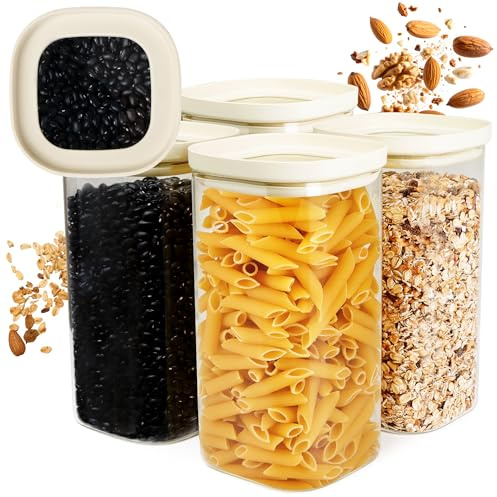 Dalena Home Vorratsgläser 4x1500ml mit Glasdeckel, Stapelbar, Luftdicht | Vorratsdosen Glas mit Deckel | Borosilikatglas | Quadratisch | Spülmaschinenfest | Etiketten zum Beschriften | BPA-Frei