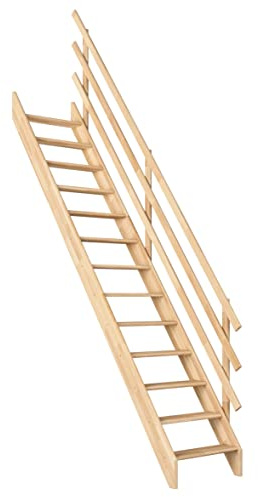 DOLLE Raumspartreppe Burgau Höhe bis 289 cm volle Stufen 57 cm Buche Leimholz (roh) inkl. einseitigem Geländer