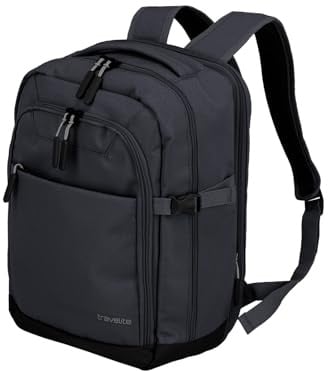 Travelite Handgepäck Rucksack, RyanAir Maße, KICK OFF, Laptop Rucksack 13 Zoll, Praktischer Rucksack mit Dehnfalte + Aufsteckfunktion, 40 cm, 20-23 Liter