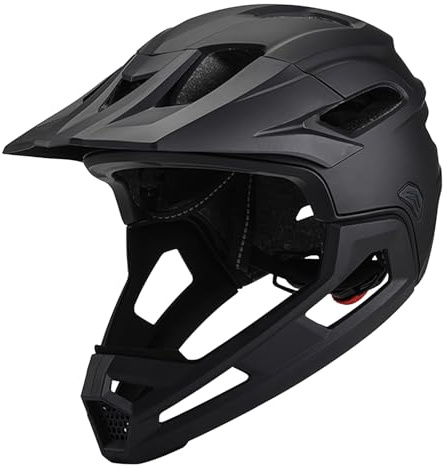 MTBFullface-Helm für Erwachsene - 2-in-1 Fullface Fahrradhelm mit abnehmbarem Kinnschutz - Stoßfest & Einstellbar - Mountainbike Helm für Damen & Herren - Schwarz