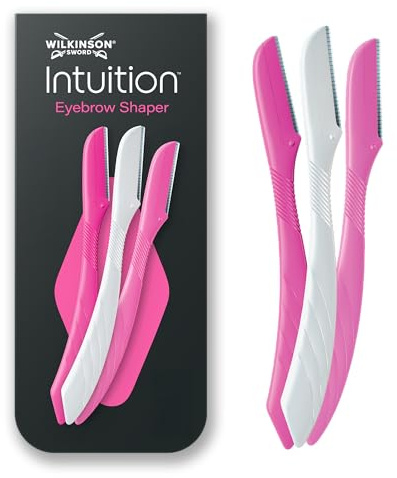 Wilkinson Sword Intuition Perfect Finish Eyebrow Shaper, Gesichtshaarentferner, Augenbrauenformer für die alltägliche Pflege, 3 Beauty-Tools