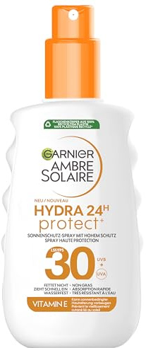 Garnier Ambre Solaire Hydra Protect+ Sonnenschutz-Milch 24h LSF 30, Schutz vor UVA und UVB, mit Vitamin C, 150 ml