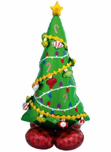 Amscan 8311711 - Folienballon Weihnachtsbaum, Größe ca. 130 cm, mehrteiliger AirLoonz-Ballon, Tannenbaum m. Weihnachtsschmuck, m. Helium oder Luft befüllbar, Dekoration, Geschenk, Weihnachten
