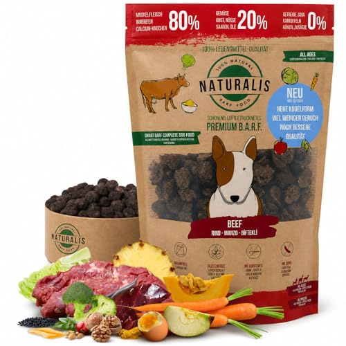 Naturalis Trockenbarf Hundefutter 5kg Rind getreidefrei ohne Zusätze sojafrei 100% Natur Alleinfuttermittel schonend luftgetrocknet - Barf Hund - kein Barföl notwendig