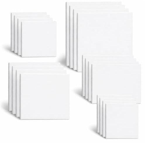 Artme Leinwandpaneele 20stk - Malkarton 0,3 cm - 25x20,20x20,30x30,24x30,30x40cm Leinwand 280GSM / 100% Baumwolle/ Rohling/ dreifach grundiert/s äurefrei/ mittelkörnig / - Acryl/ Öl