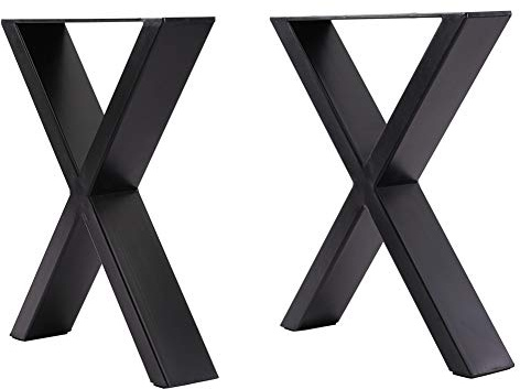 INMOZATA Tischkufen 2 Stück X Form Tischbeine Metall Möbelfüße Tischgestell Tischkufen mit Schrauben für Esstisch Schreibtisch Stizbank 50 x 7 x 71cm Schwarz