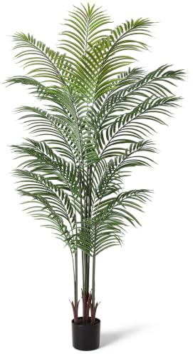 CROSOFMI Künstliche Pflanze Areca-Palme, 190 cm, künstliche Pflanze für drinnen und draußen, Kunstpflanze im Topf, Kunststoff, künstliche Pflanze, Wohnzimmer, Balkon, Schlafzimmer, Grün, Dekoration (1