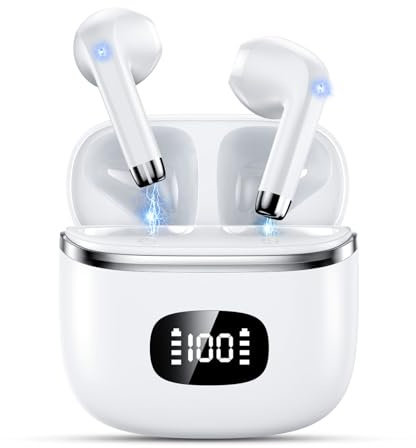 Bluetooth Kopfhörer, 2026 Neu In Ear Kopfhörer Kabellos Bluetooth 5.3 mit 4 ENC Mic, HiFi Stereo Noise Cancelling Wireless Earbuds, 40H Spielzeit LED-Anzeige, IP7 Wasserdicht Sport Ohrhörer USB-C Weiß
