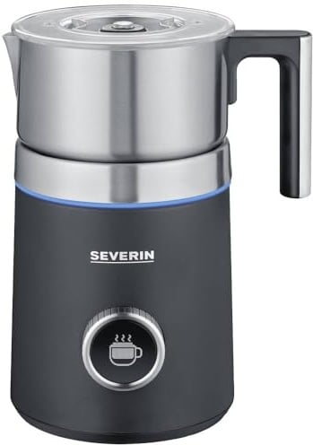Severin Induktions-Milchaufschäumer, 700ml, 13 Programme, Spuma 700 Plus | Elektrischer Milchschäumer, spülmaschinenfest, OLED-Display, LED-Licht, milk frother, Edelstahl-gebürstet/schwarz-matt, 3587