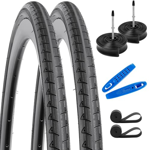 YunSCM 2Pcs Faltbar 28 Zoll Reifen 28x1.10 700x28C Mantel 28-622 und 2Pcs 700C Schlauch FV60mm Valve kompatibel City Bikes, Rennräder 700x28C 700x30C 30-622 Fahrradreifen und Schlauch