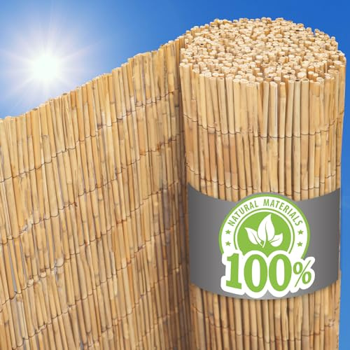 UrFence Balkon Sichtschutz Schilfrohrmatte 90x300 cm - blickdichter und wetterfester Sichtschutz aus Natur Schilf Matte für Balkon Terrasse Garten oder Pergola - Sichtschutzzaun für den Außenbereich