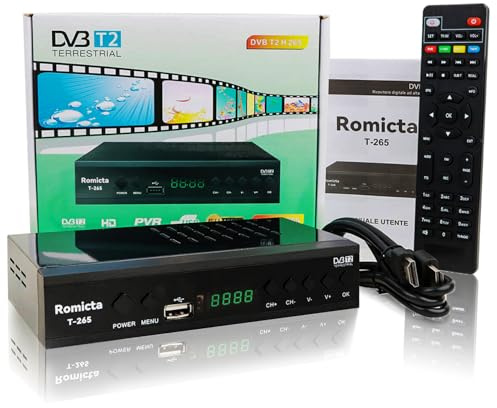 Romicta DVB-T2 Receiver & Kabel-Receiver DVB-C – H.265 HEVC FTA Full HD 1080P, PVR, USB, HDMI, Timeshift, SCART, Digitaler Terrestrischer TV-Tuner, Keine Unterstützung für Freenet TV und Satelliten