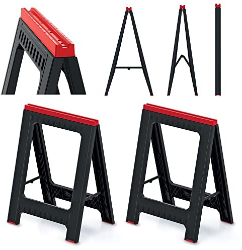 Kistenberg 2x Unterstellbock Titan Stand KTIS8060 – Zusammenklappbar | Rutschfeste Füße | 350 kg Belastbarkeit | Kunststoff | 58 x 41,5 x 77 cm