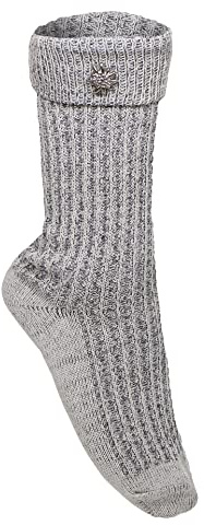 Harrys-Collection Trachtensocken Unisex Oktoberfest beige oder grau 35-50 | bequemer Baumwollmix, atmungsaktiv, abnehmbarer Edelweiß-Pin, rutschfester Halt, perfektes Accessoire für die Lederhose