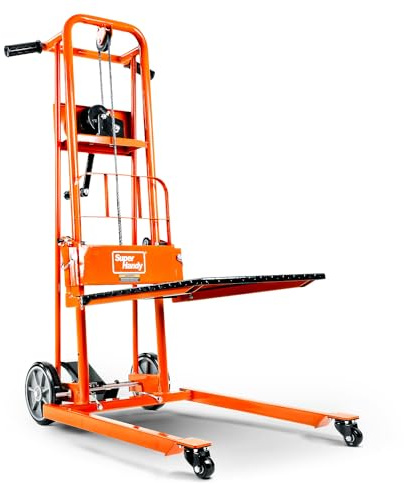 SuperHandy Material Hebewinde Stapler, Palettenwagen, Hubtisch, Gabelheber, 150 kg, 100cm maximale Hubkraft mit 20cm Rädern, Lenkrollen [zum Patent angemeldet]