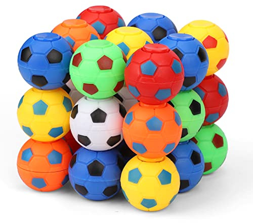 34 PCS Fußball Fidget Spinner Ball Fingerspitzen Spielzeug für Party Gefälligkeiten, Drehbare Stressbälle Spiel Kinder Mini Fusball Spinnendes Spielzeug für Klassenzimmer Preise Geschenke Geburtstag