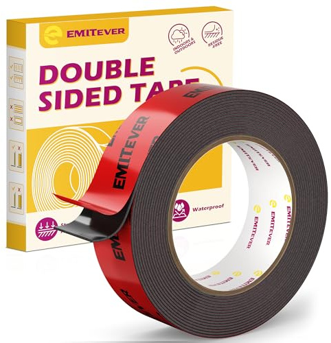 Emitever Doppelseitiges Klebeband Extra Stark - 5m x 25mm, Wasserdichtes Multifunktionales Montageklebeband für Wand und LED-Streifen, Auto, Wohn, Bürodekor und Außende