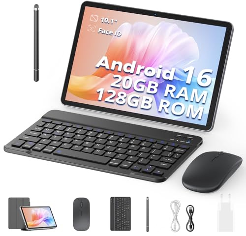 SVITOO Tablet mit Tastatur und Stift 10 Zoll Android 16 (Modell 2026), Unisoc T7250, 20GB RAM (4+16 virtuell) + 128GB, bis 1TB microSD, Widevine L1, WLAN 2,4/5 GHz, GPS, 6600 mAh (NTC)