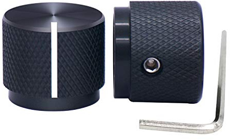 Taiss/2 stücke Schwarz Aluminium GitarrenDrehknopf, für 6 mm Durchmesser Welle, Lautstärkeregler, AudioDrehKnopf, Schalterknopf, 20 mm Durchmesser x 17mm Höhe