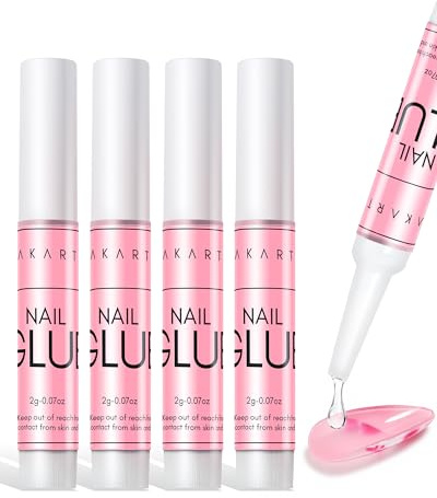 Makartt Super Starker Nagelkleber für kunstnägel, Schnelltrocknend in 5 Sekunden, Acrylnägel Nail Glue for Press on Nails, Nagel kleber, Kein Aushärten Unter Der UV Lampe Erforderlich, 2g 5 Stück