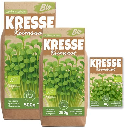 Little Plants Bio Kresse Sprossen Samen [250g] - Kresse-Samen - Kressesprossen & Microgreens zum Keimen (inkl. Ebook)
