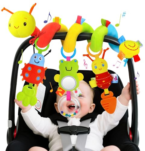 Baby Spirale Kinderwagen Spielzeug für Babys Aktivitätsspirale Kinderwagenkette Hängespielzeug Babybett Spielzeug Babyspirale Plüschspielzeug für Kleinkinder Jungen Mädchen von 0 3 6 9 12 Monaten