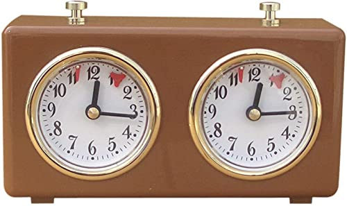 Mechanischer Schachuhr Timer Schach Uhr Analog Countdown(Braun) | Uhrwerk angetriebener Analog Chess Clock Countdown Wettkampf Timer für Turnier Brettspiel, Zuhause Schach, Go(Braun)