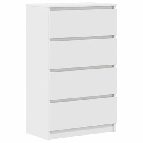 vidaXL Sideboard 60x35x98,5 cm, Weiß, Holzwerkstoff, 4 Schubladen, Aufbewahrungsschrank, Kommode, Buffetregal, Indoor-Aufbewahrung